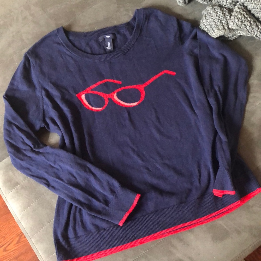 GAP Navy Blue Red Glass Sweater